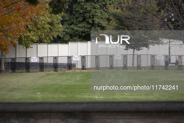 A view of the security fence near the U.S. Capitol in Washington, D.C., United States, on November 4, 2024, ahead of the U.S. Presidential E...