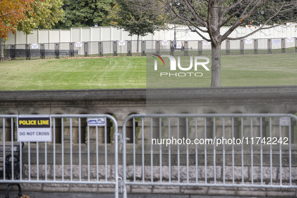 A view of the security fence near the U.S. Capitol in Washington, D.C., United States, on November 4, 2024, ahead of the U.S. Presidential E...