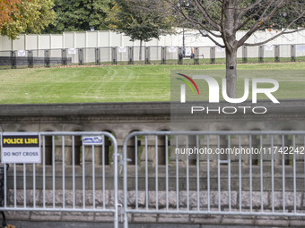 A view of the security fence near the U.S. Capitol in Washington, D.C., United States, on November 4, 2024, ahead of the U.S. Presidential E...