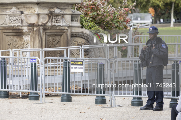 A view of the security fence near the U.S. Capitol in Washington, D.C., United States, on November 4, 2024, ahead of the U.S. Presidential E...