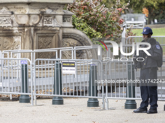 A view of the security fence near the U.S. Capitol in Washington, D.C., United States, on November 4, 2024, ahead of the U.S. Presidential E...