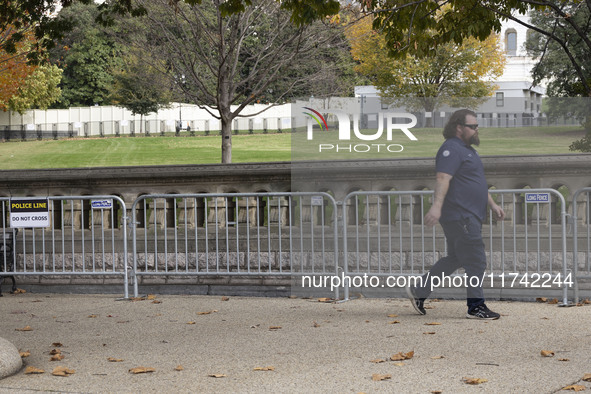 A view of the security fence near the U.S. Capitol in Washington, D.C., United States, on November 4, 2024, ahead of the U.S. Presidential E...