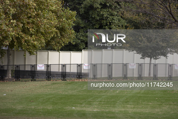 A view of the security fence near the U.S. Capitol in Washington, D.C., United States, on November 4, 2024, ahead of the U.S. Presidential E...