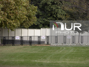 A view of the security fence near the U.S. Capitol in Washington, D.C., United States, on November 4, 2024, ahead of the U.S. Presidential E...