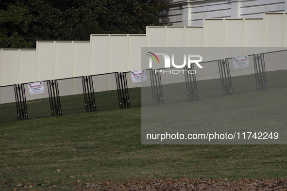 A view of the security fence near the U.S. Capitol in Washington, D.C., United States, on November 4, 2024, ahead of the U.S. Presidential E...