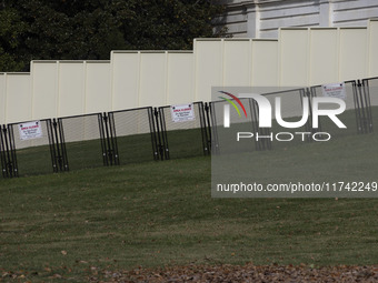 A view of the security fence near the U.S. Capitol in Washington, D.C., United States, on November 4, 2024, ahead of the U.S. Presidential E...