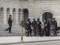 Police stand in front of the US Capitol in Washington DC, United States, on November 4, 2024, ahead of the US Presidential Election. (