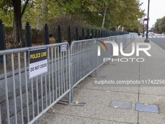 A view of the security fence near the U.S. Capitol in Washington, D.C., United States, on November 4, 2024, ahead of the U.S. Presidential E...