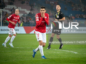 Jesus Alfaro participates in the game between Wisla Krakow and GKS Tychy in Krakow, Poland, on November 4, 2024. This is a Betclic 1 Liga, P...