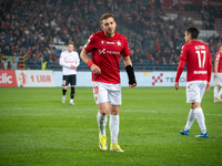 Giannis Kiakos participates in the game between Wisla Krakow and GKS Tychy in Krakow, Poland, on November 4, 2024. This is a Betclic 1 Liga,...