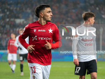 Tamas Kiss participates in the game between Wisla Krakow and GKS Tychy in Krakow, Poland, on November 4, 2024. This is a Betclic 1 Liga, Pol...