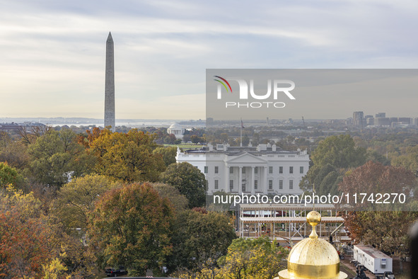 A panoramic view of the White House in Washington, D.C., United States, on November 4, 2024, ahead of the U.S. Presidential Election. 