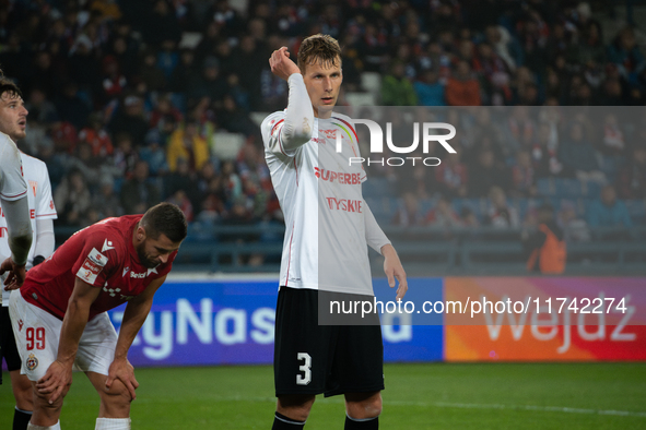 Jakub Teclaw participates in the game between Wisla Krakow and GKS Tychy in Krakow, Poland, on November 4, 2024. This is a Betclic 1 Liga, P...