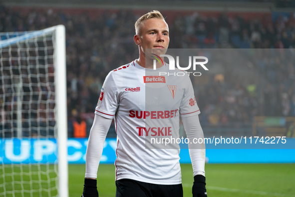 Daniel Rumin participates in the game between Wisla Krakow and GKS Tychy in Krakow, Poland, on November 4, 2024. This is a Betclic 1 Liga, P...