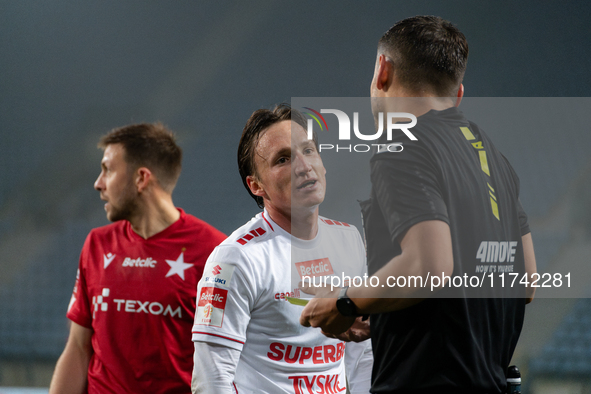 Julius Ertlthaler participates in the game between Wisla Krakow and GKS Tychy in Krakow, Poland, on November 4, 2024. This is a Betclic 1 Li...