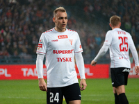 Dominik Polap participates in the game between Wisla Krakow and GKS Tychy in Krakow, Poland, on November 4, 2024. This is a Betclic 1 Liga,...