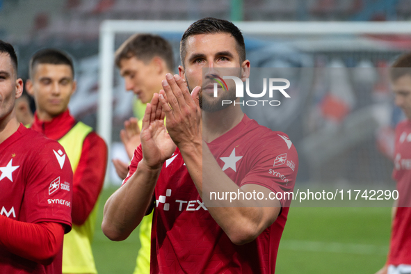 Lukasz Zwolinski stands after the game between Wisla Krakow and GKS Tychy in Krakow, Poland, on November 4, 2024. This is a Betclic 1 Liga,...