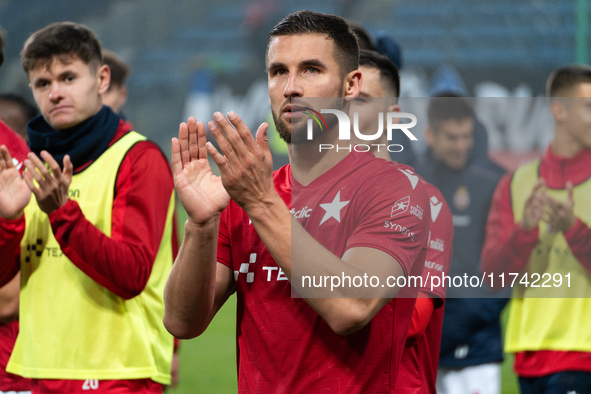 Lukasz Zwolinski stands after the game between Wisla Krakow and GKS Tychy in Krakow, Poland, on November 4, 2024. This is a Betclic 1 Liga,...