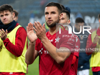 Lukasz Zwolinski stands after the game between Wisla Krakow and GKS Tychy in Krakow, Poland, on November 4, 2024. This is a Betclic 1 Liga,...