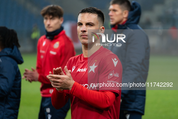 Angel Rodado stands after the game between Wisla Krakow and GKS Tychy in Krakow, Poland, on November 4, 2024. This is a Betclic 1 Liga, Poli...