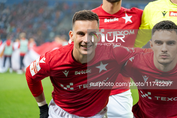 Angel Rodado stands before the game between Wisla Krakow and GKS Tychy in Krakow, Poland, on November 4, 2024. This is a Betclic 1 Liga, Pol...