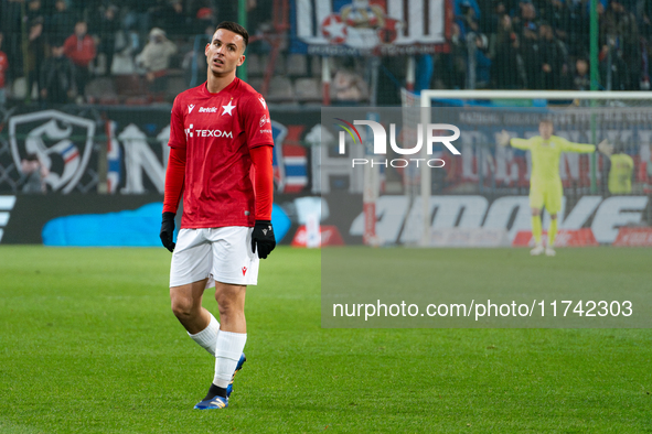 Angel Rodado participates in the game between Wisla Krakow and GKS Tychy in Krakow, Poland, on November 4, 2024. This is a Betclic 1 Liga, P...