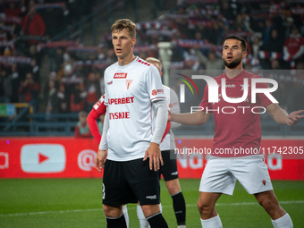 Jakub Teclaw participates in the game between Wisla Krakow and GKS Tychy in Krakow, Poland, on November 4, 2024. This is a Betclic 1 Liga, P...