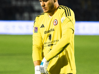 Victor De Lucia is the goalkeeper of Foggia during the Serie C match between Cavese and Foggia at Stadio Simonetta Lamberti in Cava de'Tirre...