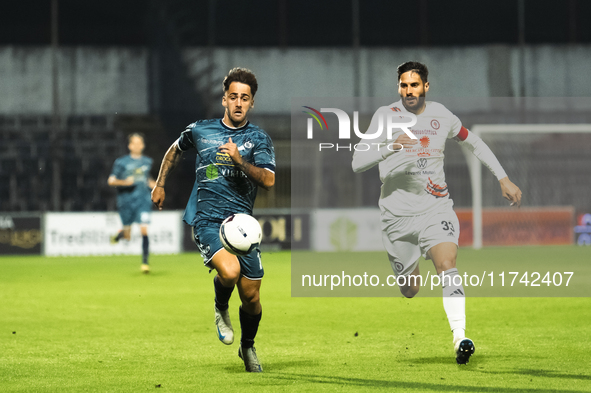 Salvatore Pezzella of Cavese and Luigi Carillo of Foggia participate in the Serie C match between Cavese and Foggia at Stadio Simonetta Lamb...