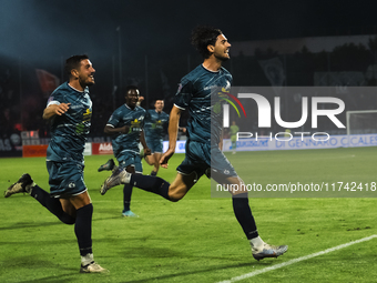 Pietro Saio of Cavese celebrates after scoring during the Serie C match between Cavese and Foggia at Stadio Simonetta Lamberti in Cava de'Ti...