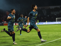 Pietro Saio of Cavese celebrates after scoring during the Serie C match between Cavese and Foggia at Stadio Simonetta Lamberti in Cava de'Ti...