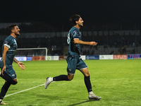 Pietro Saio of Cavese celebrates after scoring during the Serie C match between Cavese and Foggia at Stadio Simonetta Lamberti in Cava de'Ti...