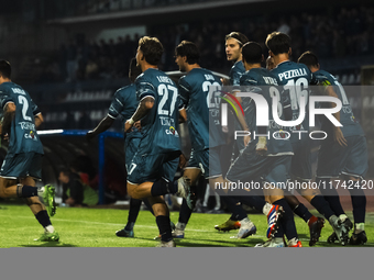 Cavese players celebrate after scoring during the Serie C match between Cavese and Foggia at Stadio Simonetta Lamberti in Cava de'Tirreni, I...