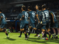 Cavese players celebrate after scoring during the Serie C match between Cavese and Foggia at Stadio Simonetta Lamberti in Cava de'Tirreni, I...