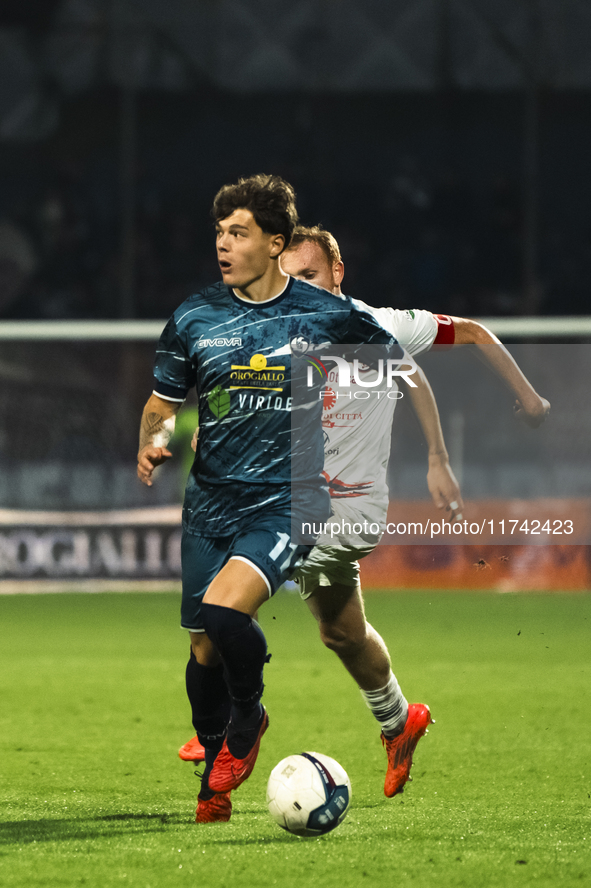 Mattia Maffei of Cavese plays during the Serie C match between Cavese and Foggia at Stadio Simonetta Lamberti in Cava de'Tirreni, Italy, on...