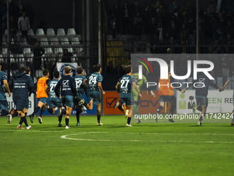 Cavese players celebrate with the supporters during the Serie C match between Cavese and Foggia at Stadio Simonetta Lamberti in Cava de'Tirr...