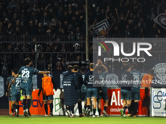 Cavese players celebrate with the supporters during the Serie C match between Cavese and Foggia at Stadio Simonetta Lamberti in Cava de'Tirr...