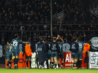 Cavese players celebrate with the supporters during the Serie C match between Cavese and Foggia at Stadio Simonetta Lamberti in Cava de'Tirr...