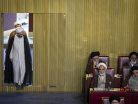 Iranian clerics arrive at the old Iranian Parliament building to take part in Iran's Assembly of Experts' biannual meeting in Tehran, Iran,...