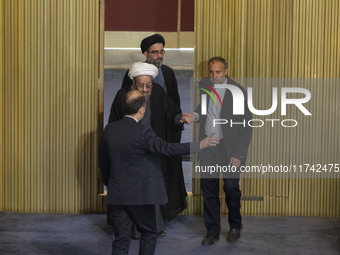 Iranian clerics arrive at the old Iranian Parliament building to take part in Iran's Assembly of Experts' biannual meeting in Tehran, Iran,...