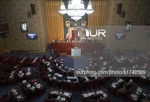 An interior view of the old Iranian Parliament building during Iran's Assembly of Experts' biannual meeting in Tehran, Iran, on November 5,...