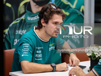 Felipe Drugovich, Reserve Driver of the Aston Martin F1 Team, poses for a portrait during the Formula 1 Grand Prix of Brazil at Autodromo Jo...