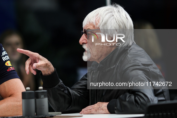 Bernie Ecclestone, former CEO of Formula One Group, poses for a portrait during the Formula 1 Grand Prix of Brazil at Autodromo Jose Carlos...