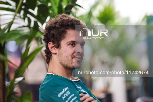 Felipe Drugovich, Reserve Driver of the Aston Martin F1 Team, poses for a portrait during the Formula 1 Grand Prix of Brazil at Autodromo Jo...