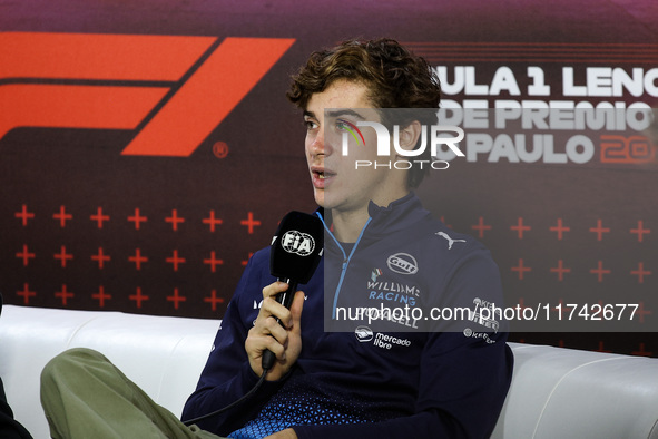 Franco Colapinto of Williams Racing poses for a portrait during the Formula 1 Grand Prix of Brazil at Autodromo Jose Carlos Pace in Sao Paul...