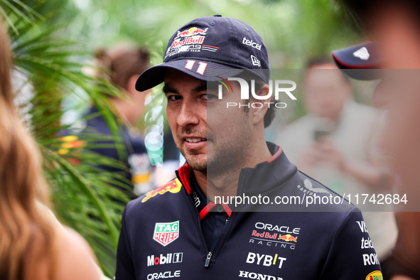 Sergio Perez of Red Bull Racing RB20 poses for a portrait during the Formula 1 Grand Prix of Brazil at Autodromo Jose Carlos Pace in Sao Pau...