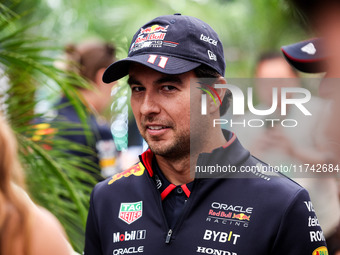 Sergio Perez of Red Bull Racing RB20 poses for a portrait during the Formula 1 Grand Prix of Brazil at Autodromo Jose Carlos Pace in Sao Pau...