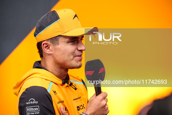 Lando Norris of the McLaren F1 Team MCL38 poses for a portrait during the Formula 1 Grand Prix of Brazil at Autodromo Jose Carlos Pace in Sa...