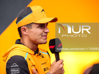 Lando Norris of the McLaren F1 Team MCL38 poses for a portrait during the Formula 1 Grand Prix of Brazil at Autodromo Jose Carlos Pace in Sa...