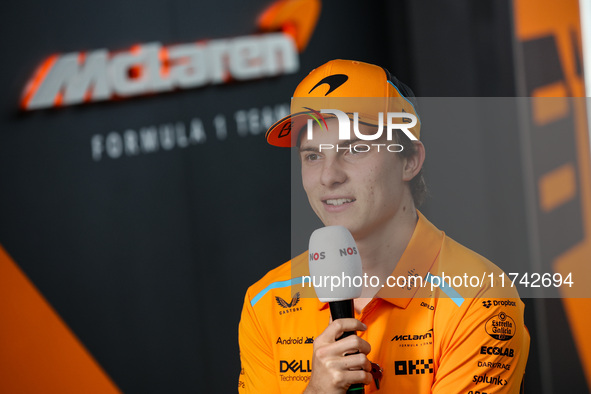 Oscar Piastri of the McLaren F1 Team MCL38 poses for a portrait during the Formula 1 Grand Prix of Brazil at Autodromo Jose Carlos Pace in S...